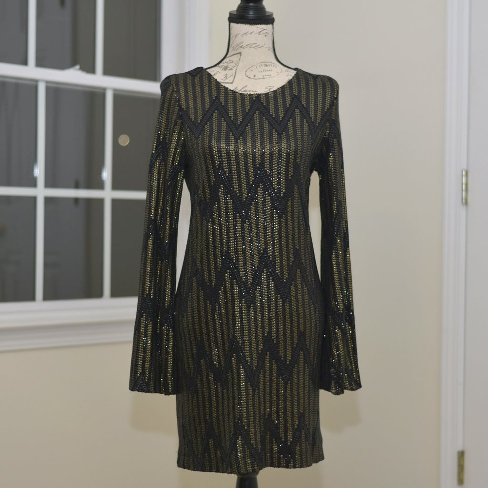 Joe's Jeans black Yves sequin bell sleeve dress